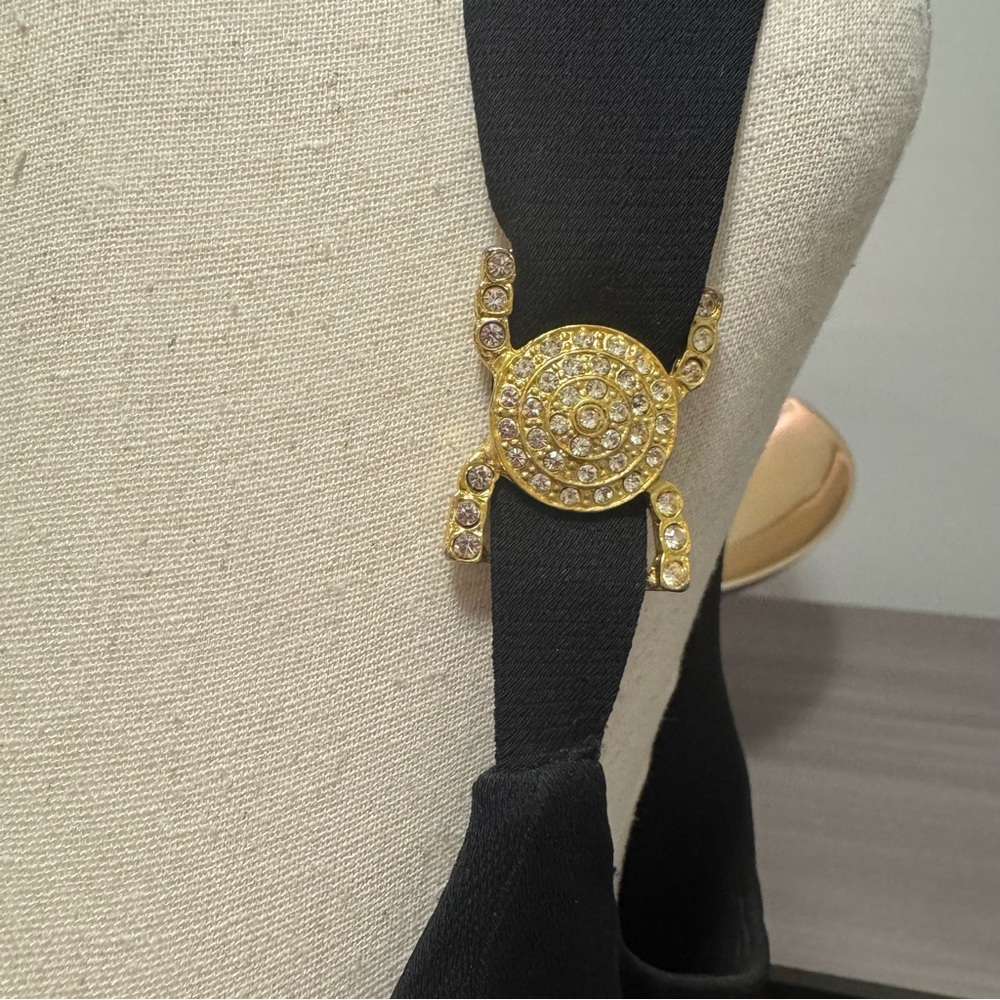 Vintage Georgiou Studio Black Rhinestone Strap Cocktail Dress – Size 10 - Picture 2 of 12